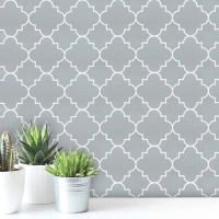Papel de Parede Arabesco Geom�trico Cinza e Branco Adesivo Imperme�vel Decora��o de Ambientes