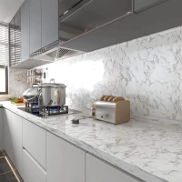 Papel de Parede M�rmore Cinza Claro � Adesivo Lav�vel para Banheiro Cozinha e Paredes