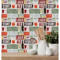 Papel de Parede Retr� Bar Vintage Adesivo Lav�vel 5,00 X 45cm ? Decora��o para Ambientes