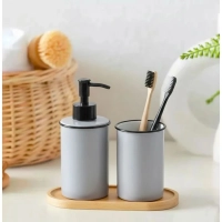 Kit Banheiro 2 Pe�as de Porcelana Cinza ? Eleg�ncia e Sofistica��o para o Seu Ambiente
