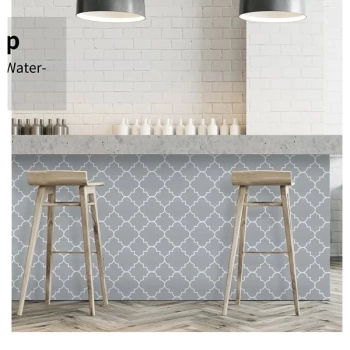 Papel de Parede Arabesco Geom�trico Cinza e Br Adesivo Imperme�vel Decora��o de Ambientes
