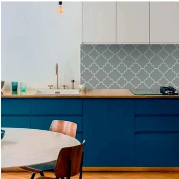Papel de Parede Arabesco Geom�trico Cinza e Br Adesivo Imperme�vel Decora��o de Ambientes