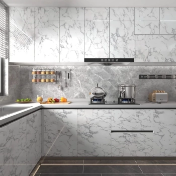 Papel de Parede M�rmore Cinza Claro � Adesivo Lav�vel para Banheiro Cozinha e Paredes