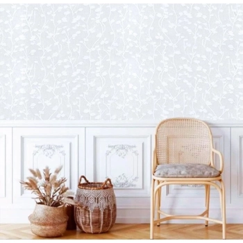 Papel de Parede Arabesco Branco Textura Adesivo Lav�vel Decorativo para Casa e Ambientes