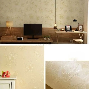 Papel de Parede Arabesco Bege �adesivo com Textura Decorativo para Casa e Ambientes