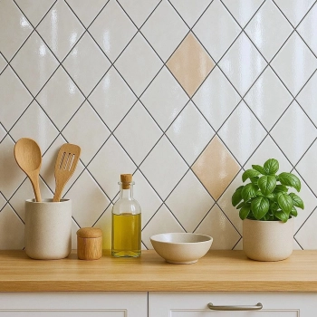 Papel de Parede Geom�trico Losangos 5,00x60cm? Adesivo Lav�vel para Cozinha e Banheiro