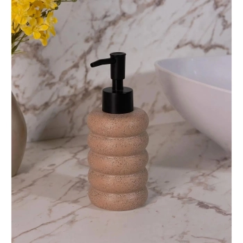 Porta Sabonete L�quido Granilite Elipse Nude 300ml em Cer�mica Dispense Moderno - Lyor