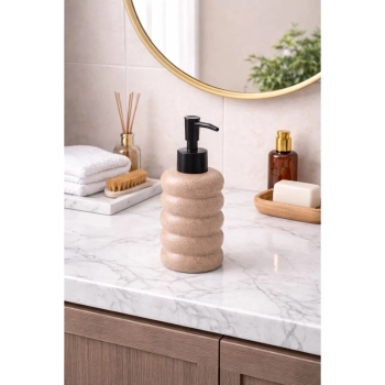 Porta Sabonete L�quido Granilite Elipse Nude 300ml em Cer�mica Dispense Moderno - Lyor