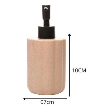 Porta Sabonete L�quido Granilite Geometric Nude 300ml em Cer�mica Dispense Moderno -lyor