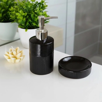 Conjunto Banheiro Lavabo Cer�mica Preto Wolff Ess�ncia 2 P�s