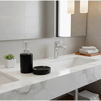 Conjunto Banheiro Lavabo Cer�mica Preto Wolff Ess�ncia 2 P�s