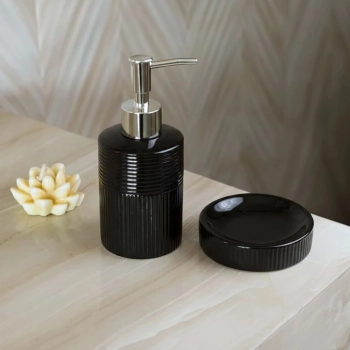 Conjunto Banheiro Lavabo Cer�mica Preto Wolff Ess�ncia 2 P�s