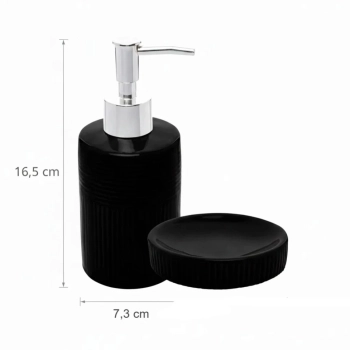 Conjunto Banheiro Lavabo Cer�mica Preto Wolff Ess�ncia 2 P�s