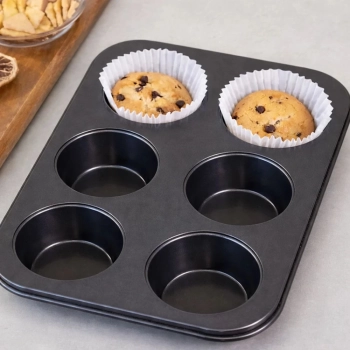 Forma Cupcake P�o de Queijo Empada Bolinho Antiaderente 6 Cavidades