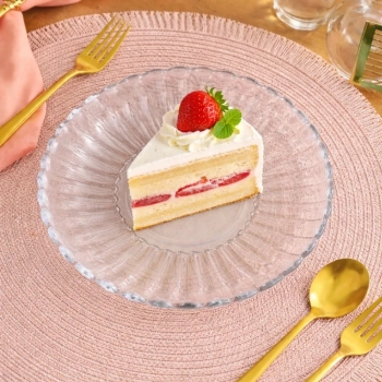 Prato de Sobremesa para Servir Bolo Doces 20cm em Vidro P�tala