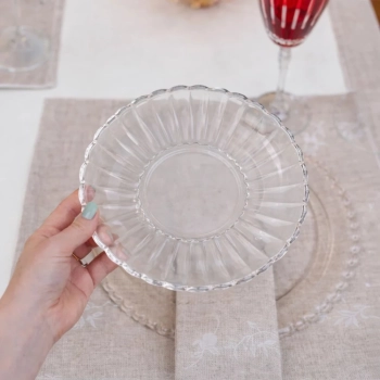 Prato de Sobremesa para Servir Bolo Doces 20cm em Vidro P�tala