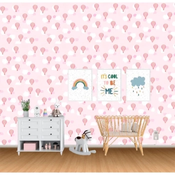 Papel de Parede Infantil Bal�es Adesivo Textura Decorativo para Quarto de Menina