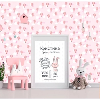 Papel de Parede Infantil Bal�es Adesivo Textura Decorativo para Quarto de Menina