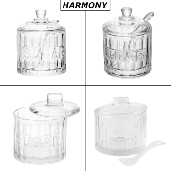 A�ucareiro com Tampa e Colher Porta A��car Vidro Cristal Harmony